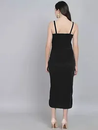 Stylish black velvet solid maxi dress for women-thumb1