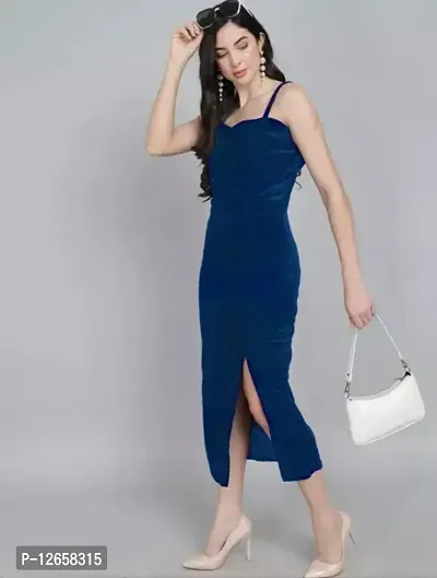 Stylish morpich velvet solid maxi dress for women