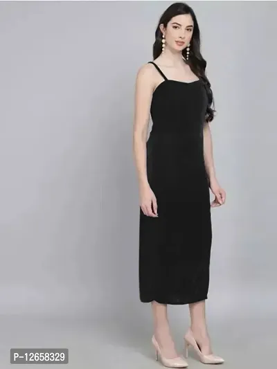 Stylish black velvet solid maxi dress for women-thumb0