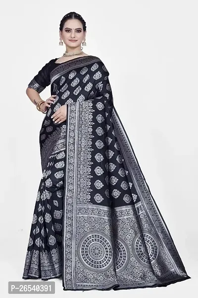 Stylish Silk Blend Zari Saree With Blouse Piece For Women-thumb0