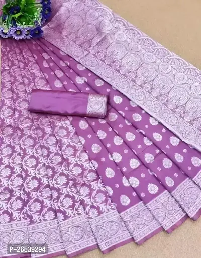 Stylish Banarasi Silk Jacquard Saree With Blouse Piece For Women-thumb0