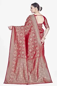 Stylish Silk Blend Zari Saree With Blouse Piece For Women-thumb1