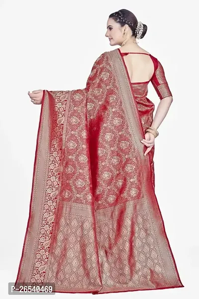 Stylish Silk Blend Zari Saree With Blouse Piece For Women-thumb2