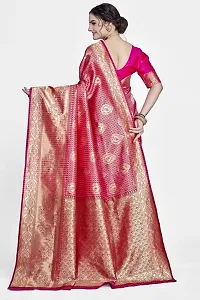 Stylish Silk Blend Zari Saree With Blouse Piece For Women-thumb1