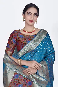 Stylish Silk Blend Zari Saree With Blouse Piece For Women-thumb2