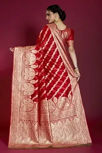 Beautiful  Organza  Jacquard Saree with Blouse Piece For Women-thumb1