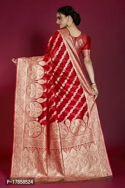 Beautiful  Organza  Jacquard Saree with Blouse Piece For Women-thumb2