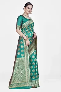 Stylish Silk Blend Zari Saree With Blouse Piece For Women-thumb4