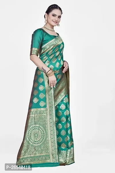 Stylish Silk Blend Zari Saree With Blouse Piece For Women-thumb5