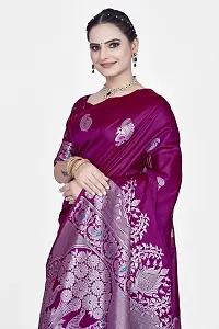 Stylish Silk Blend Zari Saree With Blouse Piece For Women-thumb2