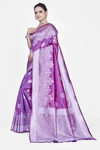 Stylish Silk Blend Zari Saree With Blouse Piece For Women-thumb3