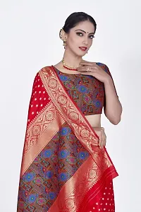 Stylish Silk Blend Zari Saree With Blouse Piece For Women-thumb2