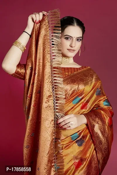 Beautiful  Organza  Jacquard Saree with Blouse Piece For Women-thumb3