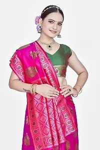 Stylish Silk Blend Zari Saree With Blouse Piece For Women-thumb2