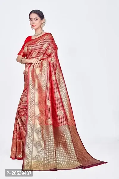 Stylish Silk Blend Woven Banarasi Saree With Unstitched Blouse-thumb5