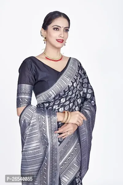 Stylish Silk Blend Zari Saree With Blouse Piece For Women-thumb3