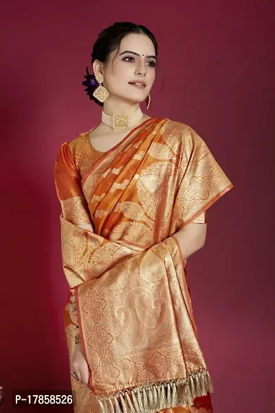 Beautiful  Organza  Jacquard Saree with Blouse Piece For Women-thumb3