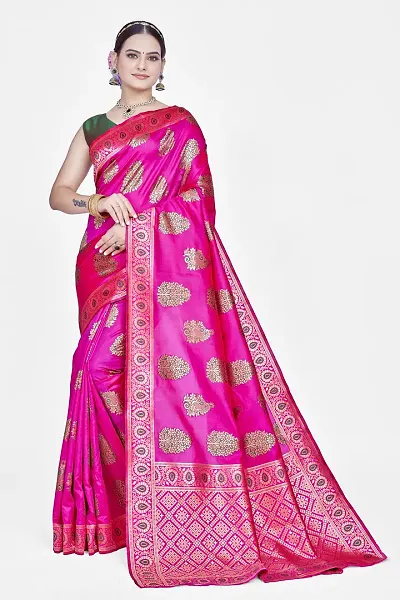 Beautiful Art Silk Jacquard Saree with Blouse Piece For Women