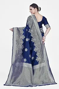 Stylish Silk Blend Zari Saree With Blouse Piece For Women-thumb1