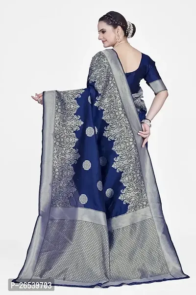 Stylish Silk Blend Zari Saree With Blouse Piece For Women-thumb2