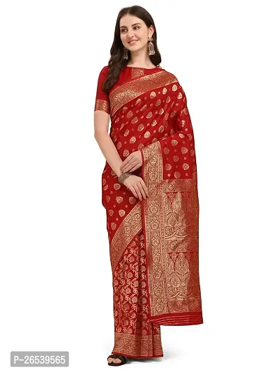 Stylish Maroon Colored Kanjeevaram Silk Zari Woven Saree With Blouse Piece-thumb0