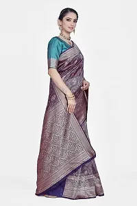 Stylish Silk Blend Zari Saree With Blouse Piece For Women-thumb4