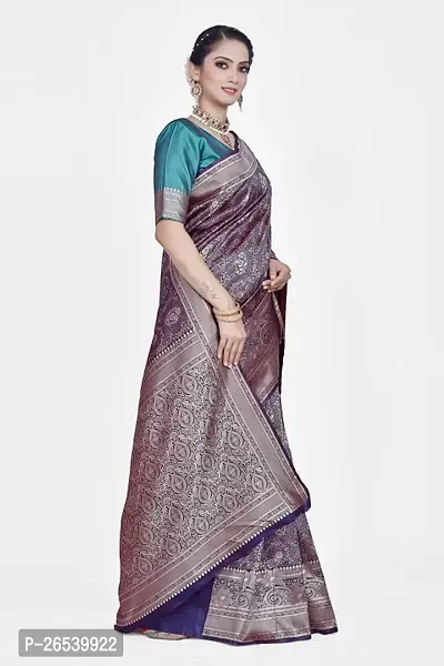 Stylish Silk Blend Zari Saree With Blouse Piece For Women-thumb5