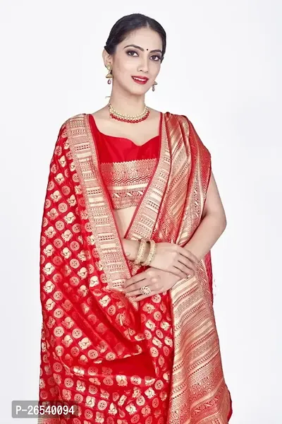 Stylish Silk Blend Zari Saree With Blouse Piece For Women-thumb3