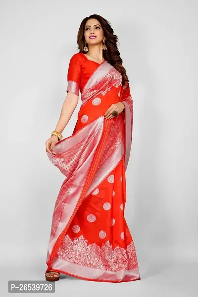 Stylish Silk Blend Zari Saree With Blouse Piece For Women-thumb3