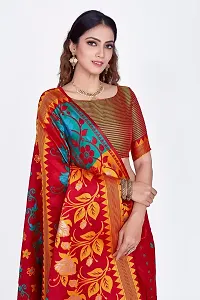 Stylish Silk Blend Banarasi Saree With Unstitched Blouse Piece-thumb2