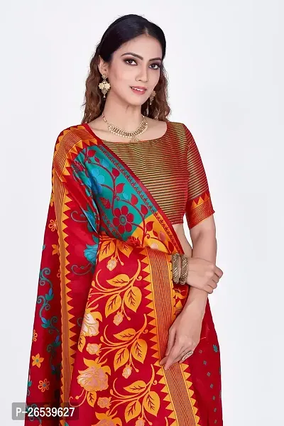 Stylish Silk Blend Banarasi Saree With Unstitched Blouse Piece-thumb3