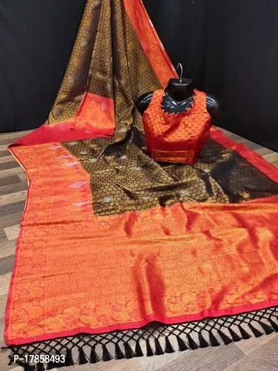 Beautiful  Polyester  Jacquard Saree with Blouse Piece For Women