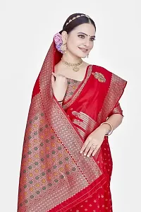 Stylish Silk Blend Zari Saree With Blouse Piece For Women-thumb2