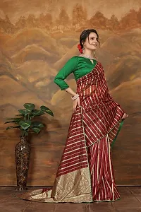 Stylish Maroon Art Silk Saree With Blouse Piece For Women-thumb1