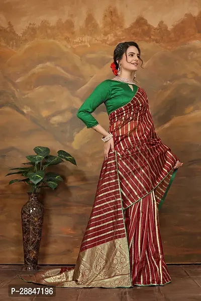 Stylish Maroon Art Silk Saree With Blouse Piece For Women-thumb2