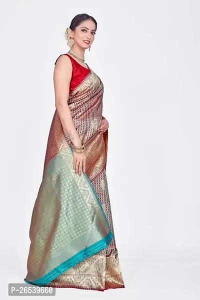 Stylish Silk Blend Woven Banarasi Saree With Unstitched Blouse-thumb4