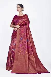 Stylish Silk Blend Zari Saree With Blouse Piece For Women-thumb3