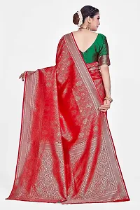 Stylish WomenS Jacquard Banarasi Silk Saree With Unstitched Blouse Piece-thumb1