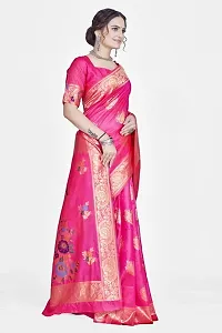 Stylish Silk Blend Zari Saree With Blouse Piece For Women-thumb4