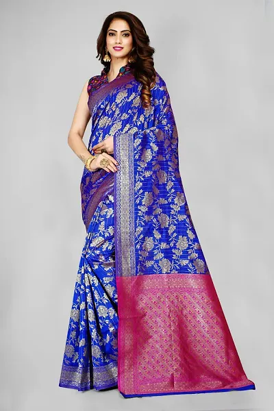 Stylish Art Silk Woven Design Saree with Blouse piece