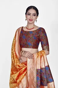 Stylish Silk Blend Zari Saree With Blouse Piece For Women-thumb2