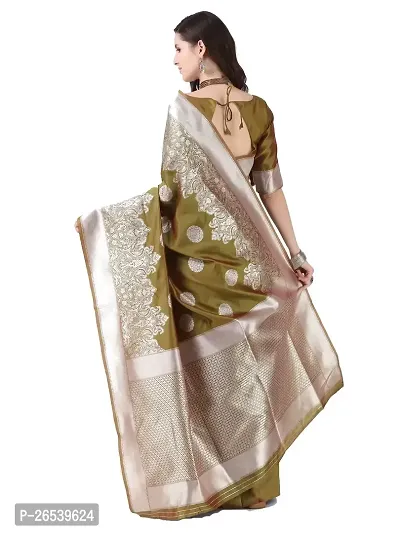 Stylish Light Green Colored Banarasi Silk Zari Woven Saree With Blouse Piece-thumb3