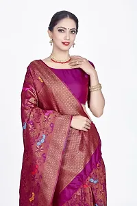 Stylish Silk Blend Zari Saree With Blouse Piece For Women-thumb2