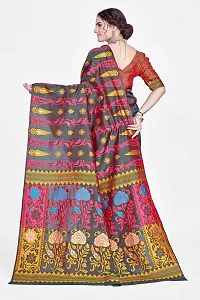 Stylish Silk Blend Banarasi Saree With Unstitched Blouse Piece-thumb1