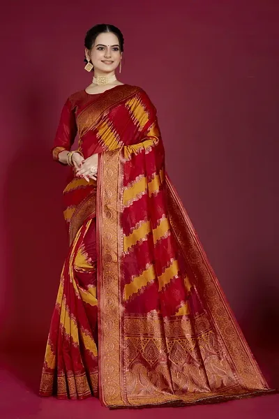 Attractive Organza Saree with Blouse piece 