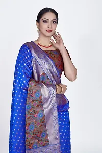 Stylish Silk Blend Zari Saree With Blouse Piece For Women-thumb2