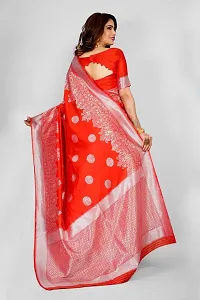 Stylish Silk Blend Zari Saree With Blouse Piece For Women-thumb1