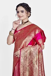 Stylish Silk Blend Zari Saree With Blouse Piece For Women-thumb2