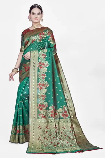 Alluring Silk Blend Saree with Blouse piece 