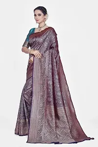 Stylish Silk Blend Zari Saree With Blouse Piece For Women-thumb3